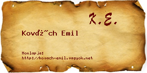 Kovách Emil névjegykártya